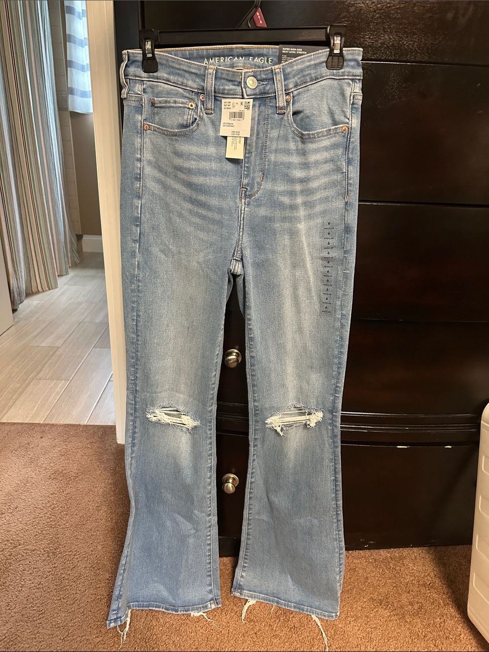 American Eagle Outfitters Light Blue Distressed Flare Jeans